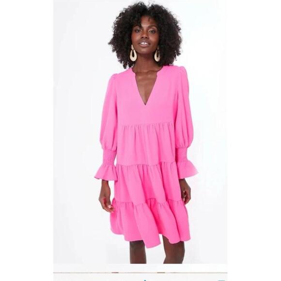 Tuckernuck Pomander Place Electric Pink Crepe Kenzo Dress NWT  XS Sold Out - Picture 1 of 4